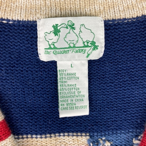 The Quacker Factory Button Down Knit Sweater American Flag Academia Size Large - Picture 12 of 16